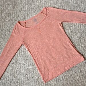 ⛱️ SO WOMENS SIZE XS LIGHT ORANGE LONG SLLEVE BURNOUT TEE